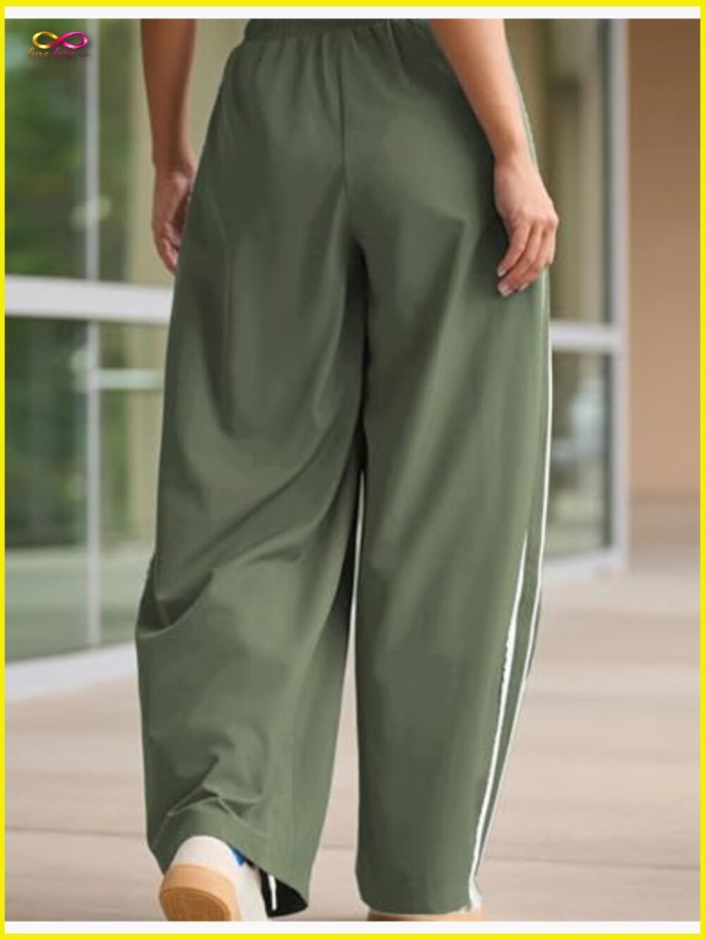 Wide Leg Sweatpants Side Stripe Crochet Drawstring Casual Track Palazzo Pockets - Picture 4 of 7